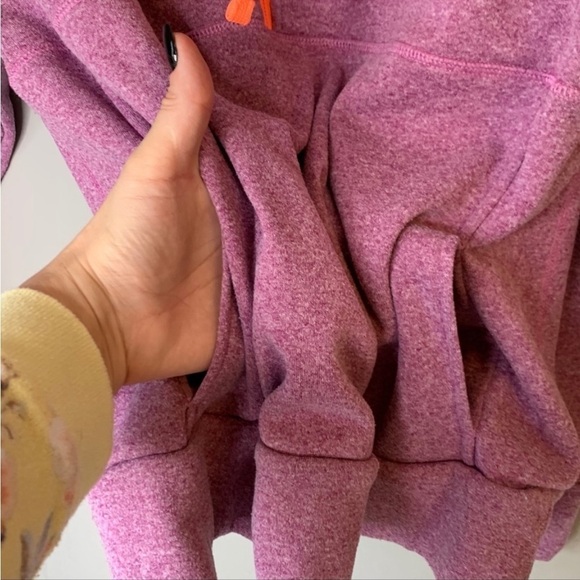 Reebok Purple Orange Pullover Quarter Zip Kangaroo Pocket Contrast Sweatshirt M - Picture 2 of 11